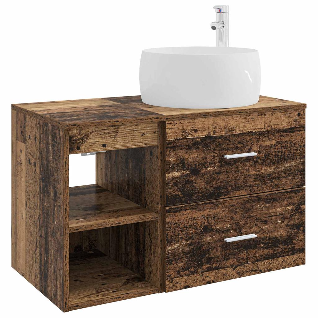 Bathroom Furniture Set 2 Pcs Reclaimed Wood Effect Particleboard