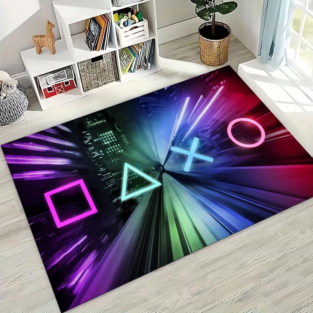 3D Retro Gamer Zone Spielteppich mit Controller-Motiv, ideal für Schlafzimmer, Wohnzimmer, Sofa, Wohnzimmer und als Fußmatte. Rutschfeste Bodenmatte für Kinder.