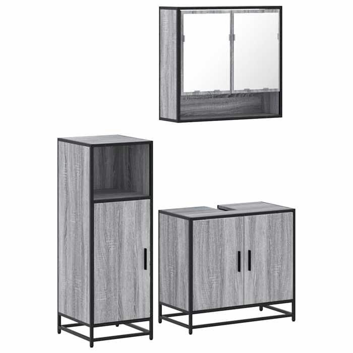 VidaXL Ensemble De Meubles De Salle De Bain 3 Pcs Sonoma Grey, Bathroom Cabinet, Bathroom Cupboard, Furniture of 3300978
