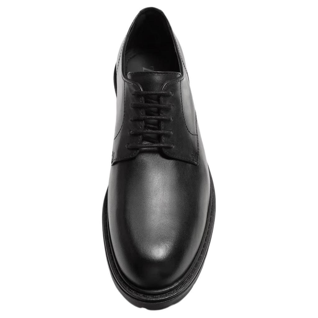 Zara Leather Fashionable Versatile Business Grooved Sole Dress Shoes Men Dress Shoes Black 12419520-38