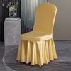 Solid Color Thicken Elastic Pleated Hem Dining Chair Cover Non-slip Slipcover Light Luxury Banquet Chair Cover Hotel Decor