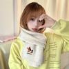 Falling Pool Knitwear: Women's Cute Puppy Embroidered Winter Scarf - Warm, Versatile Cartoon Neck Warmer
