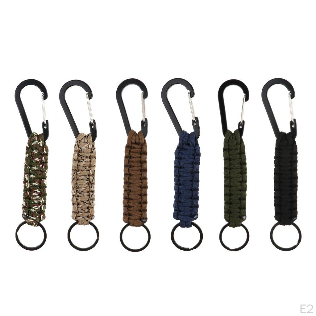 Carabiner Survival Keychain Lanyard Rope Aluminum Alloy Buckle for Hiking Fishing Outdoor