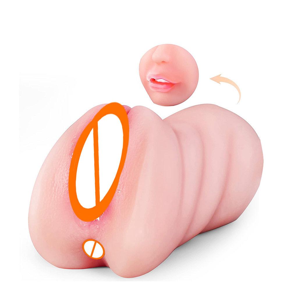 3in1 realistischer Mund Vagina Analplug Männlicher Masturbatorbecher Deep Throat Silikondildo Lustspielzeug für Männer