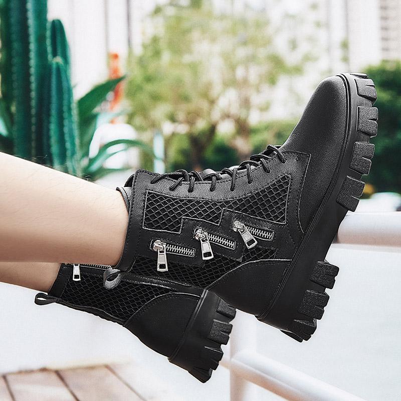 Men Boots Motorcycle Casual Shoes New Man Leather Minimalist Classic Punk Female Mary Jane Goth Shoes Platform Boots Men