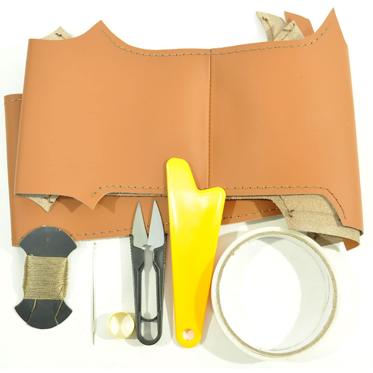 

DIY steering wheel leather wrapping kit for the Toyota Roadster Camel leather on both camel leather on top and and cafe thread (NC) [BS Design]