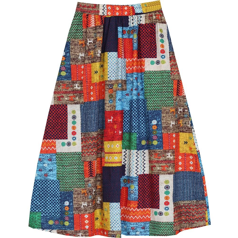 Plus größe Hohe taille vintage floral Sommer beiläufige lose lange für frau röcke frauen rock