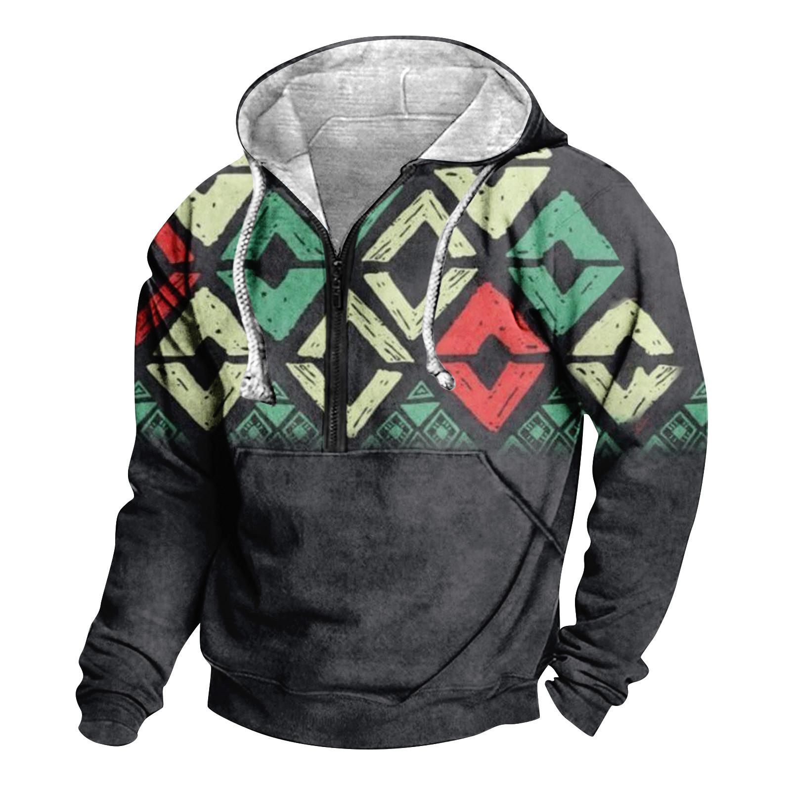 Мужская уличная футболка с длинным рукавом и половиной молнии с капюшоном осенний повседневный топ L чёрный 3060₽