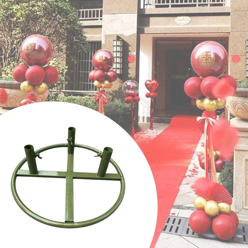 Iron Flower Poles Base Holder Floor Standing Flower Display Base with Adjustable 3 Middle Hole Wedding Florist Essential