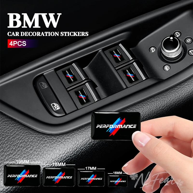 4pcs 3D Emblem Car Glue sticker Steering Wheel Decal with Logo For BMW M Performance Auto Wheel Hub Label Decoration Accessories lcfn09