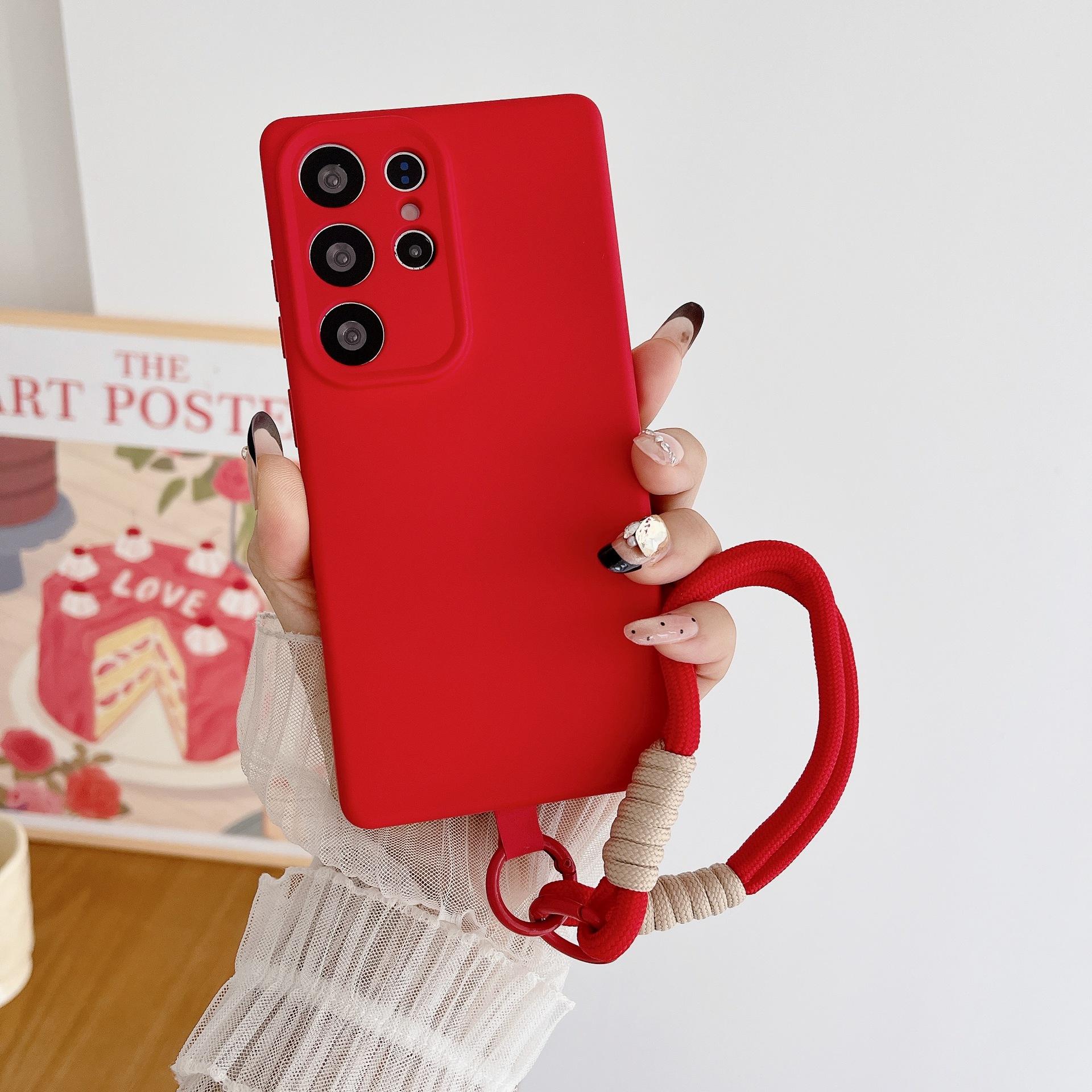 

Подходит для чехла для мобильного телефона Samsung S25 Ultra, жидкий силикон S24Plus, ручной шнурок S23, новый S22, полная защита Samsung S22