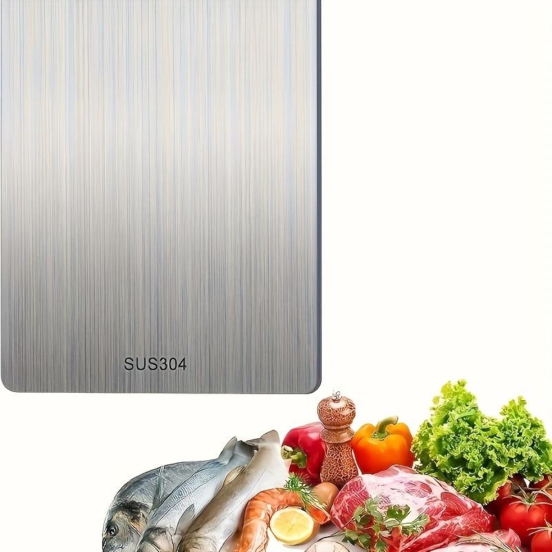 1pc Premium Stainless Steel Double-Sided Cutting Board - Thickened, Durable &, Food Grade for Kitchen & Restaurant Use, Easy To Clean with Water