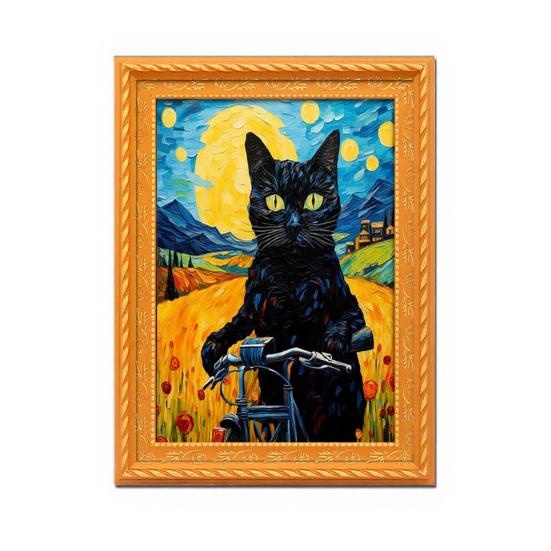 Vintage Cat Fridge Magnet 3D Wooden Frame Cat Refrigerator Magnet Home Kitchen Office Locker Decoration Cat Lover Gift