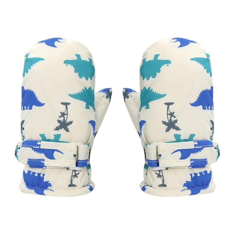 Gants d'hiver pour enfants coupe-vent et imperméables, gants de sport d'extérieur pour enfant, moufles de ski à motif dinosaure de dessin animé, indispensables pour le patinage et la randonnée