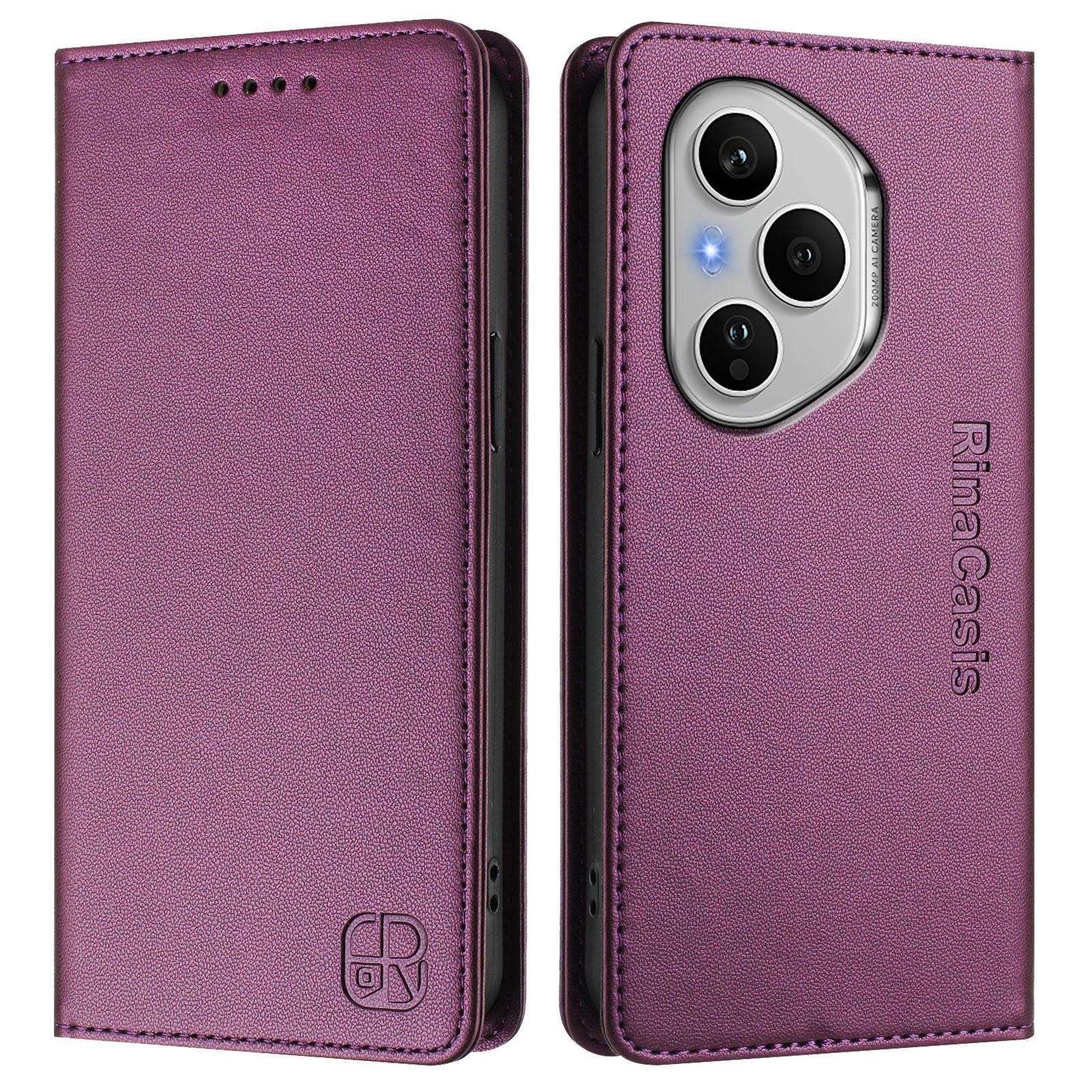 

Для Honor 400 Pro 5G (Глобальный) Кожаный чехол RINACASIS RC01 Чехол для телефона с RFID-блокировкой Кошелек Подставка Violet