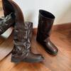 Inner heightening belt buckle stacking boots new old retro western cowboy fashion boots small size 33