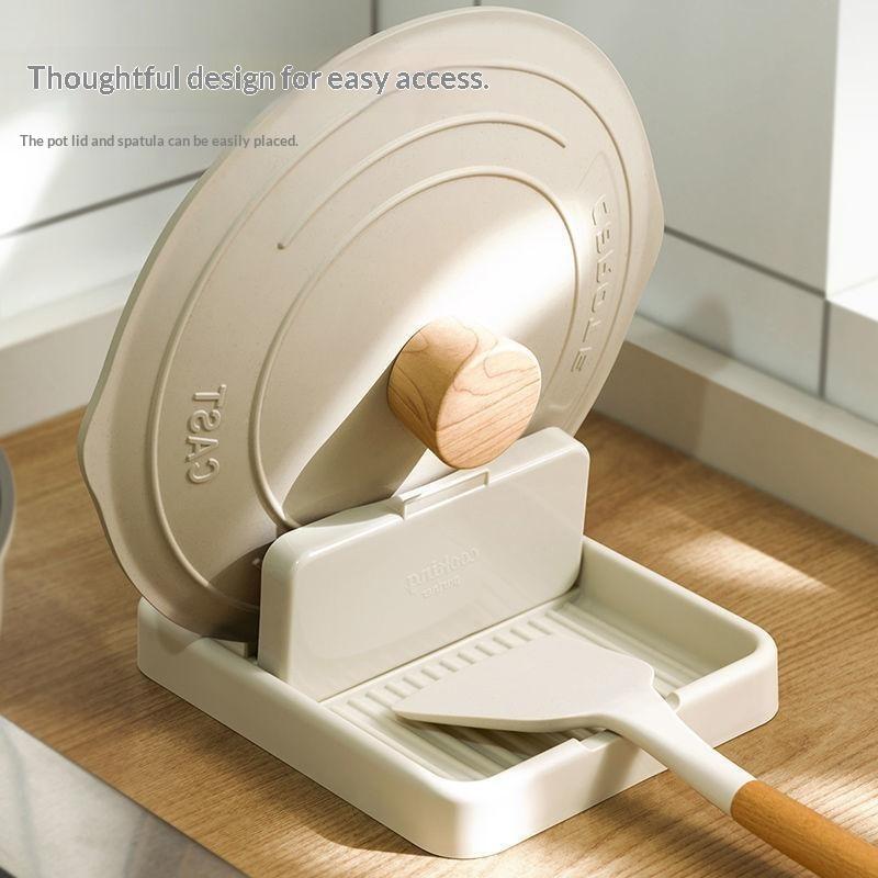 Kitchen Pot Lid Storage Organizer No Drill Adhesive Rack Space Saving for Small Kitchen Countertop