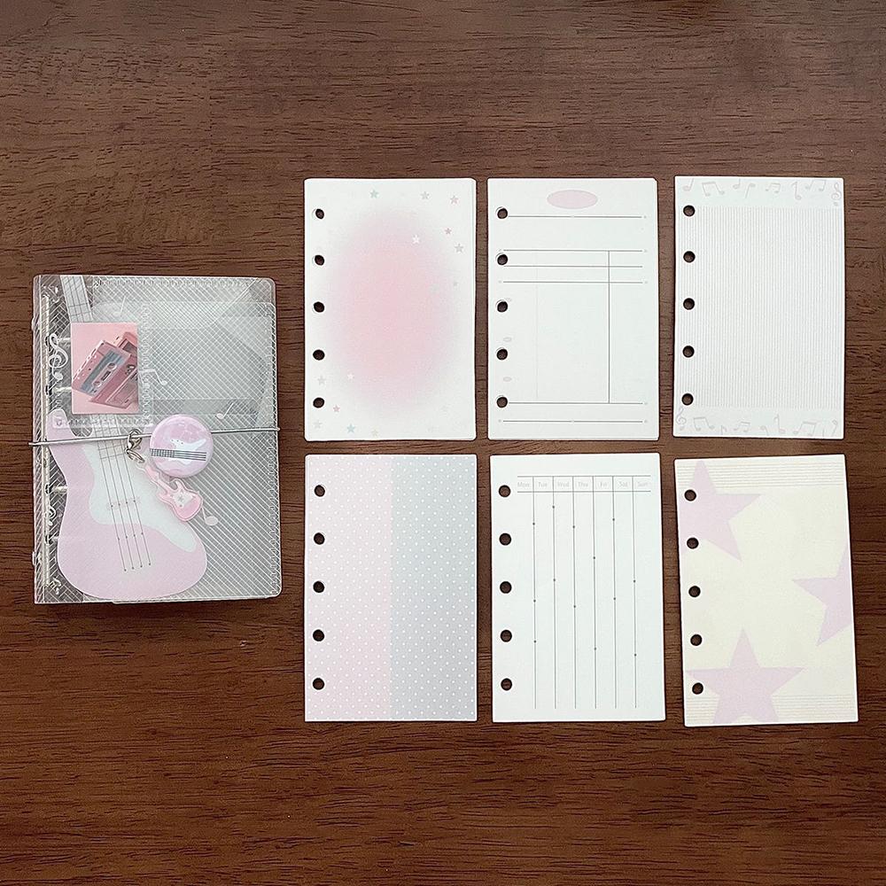 

M5 Size Binder Notebook Scrapbook Music Theme PP Twill Tri-Fold with Tie Closure Photo Album Card Organizer Portable Planner