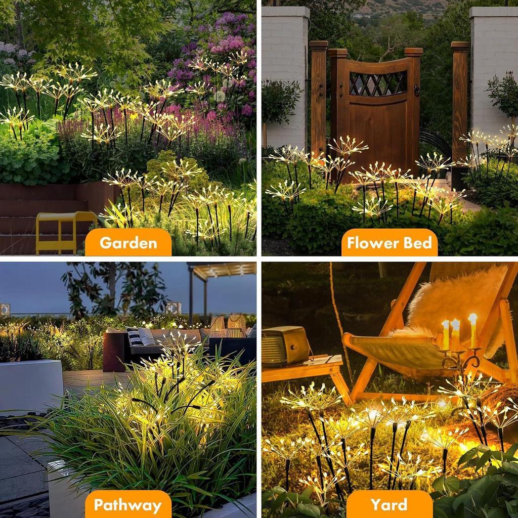 In-Stock Solar Dandelion Firefly Garden Lights: Flower Style Courtyard and Lawn Decoration
