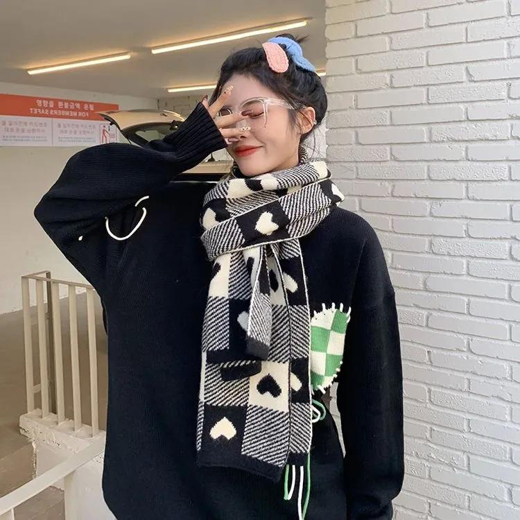 

WTEMPO Couple Autumn Winter Casual Versatile Scarves Retro Elegant Plaid Printed Scarves Cold-proof Windproof Warm Outdoor Scarves 1pc