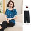 2026 Elegant Mother’s Two-Piece Summer Set: Chic Short-Sleeved Top for Middle-Aged & Elderly Women