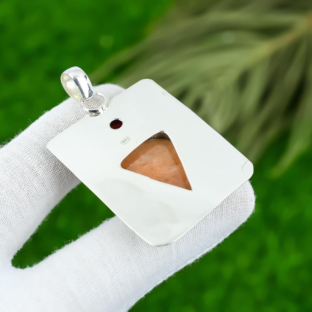 Gift For Women Pendant 925 Sterling Silver Natural Brown Amazonite Gemstone