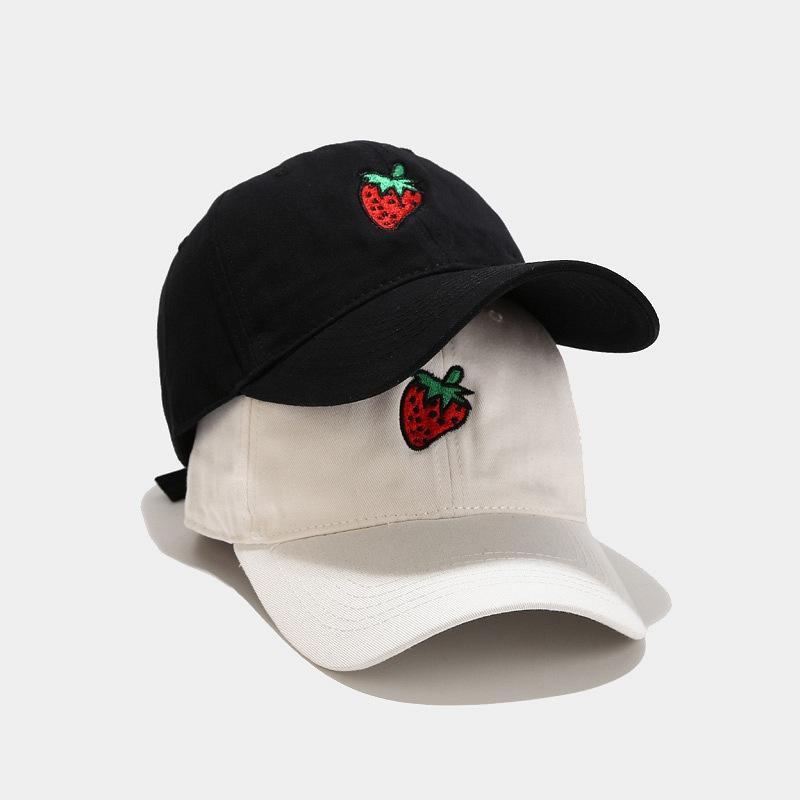 Sunscreen Embroidery Fruit Strawberry Cap Summer Small Fresh Baseball Cap Men's Shade Bend Cap