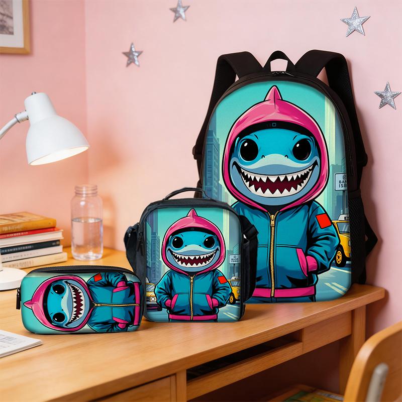 3 pièces Sac à dos Imprimé Groupe K-POP Léger Quotidien Spacieux Cartable Scolaire Sac de Voyage avec Sac de Transport Trousses à Crayons Cadeau Parfait