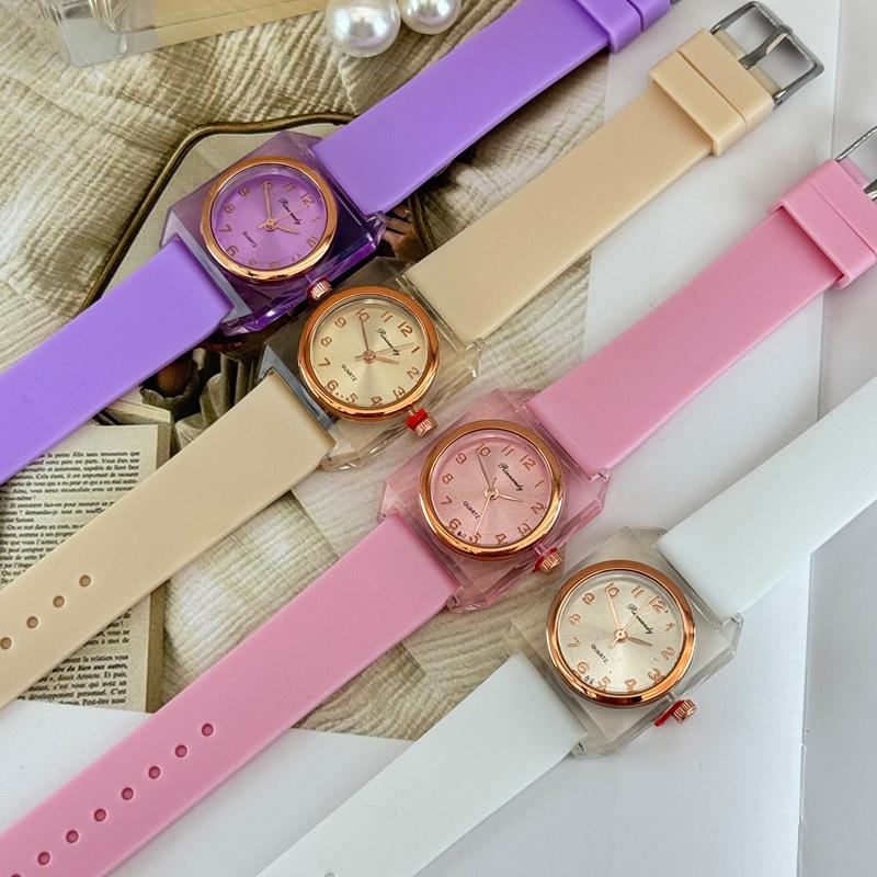 JYL Women's Watch Square Digital Student Casual Silicone Strap