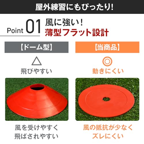 Newsones Flat Markers, Marker Cones, 32/48-Count Set with Storage Bag, Soft Type for Soccer, Futsal, and Track and Field Training