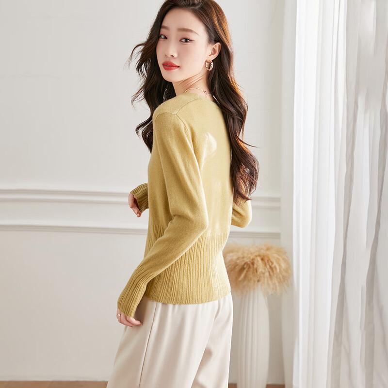 Women's 100% Wool V-Neck Knit Cardigan Sweater