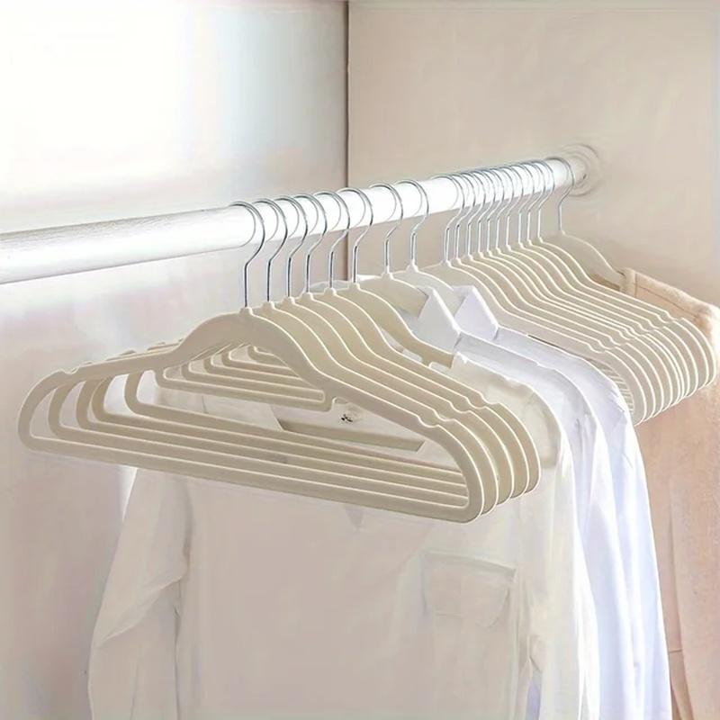 10pcs Flocked Hanger Non-slip Hanger Prevents Shoulder Bulging To Tidy Up Your Closet Space-saving Folding Hanger