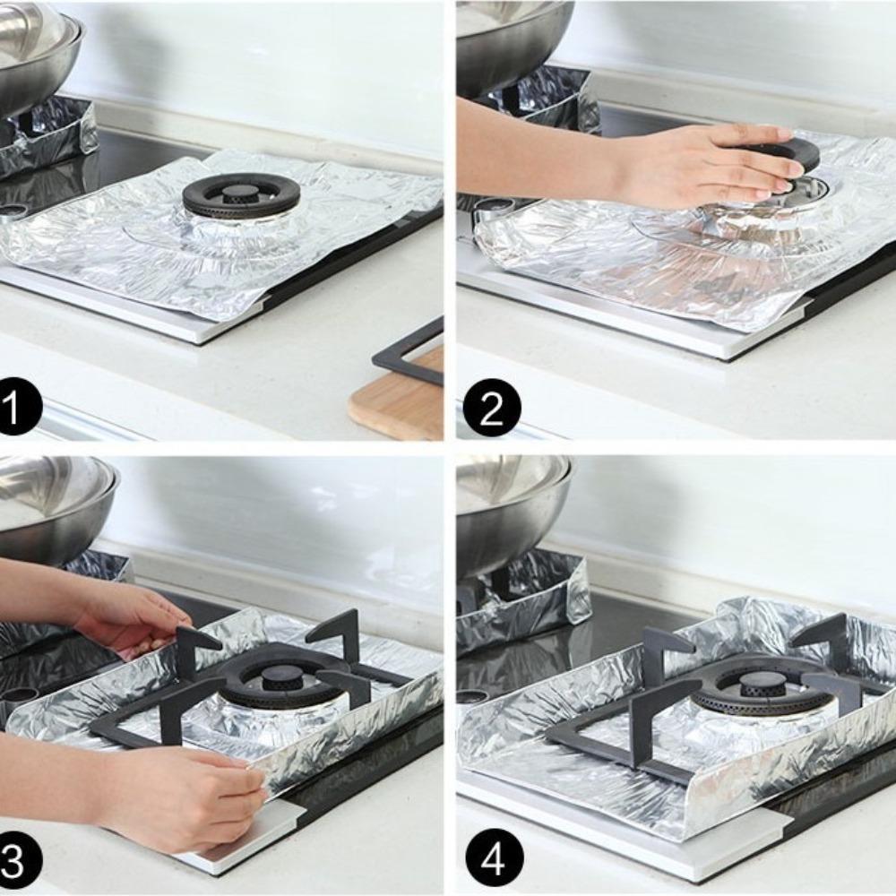 10Pcs/Bag Heat Resistant Stove Burner Covers Professional Aluminum Foil Liners  Daily Cooking