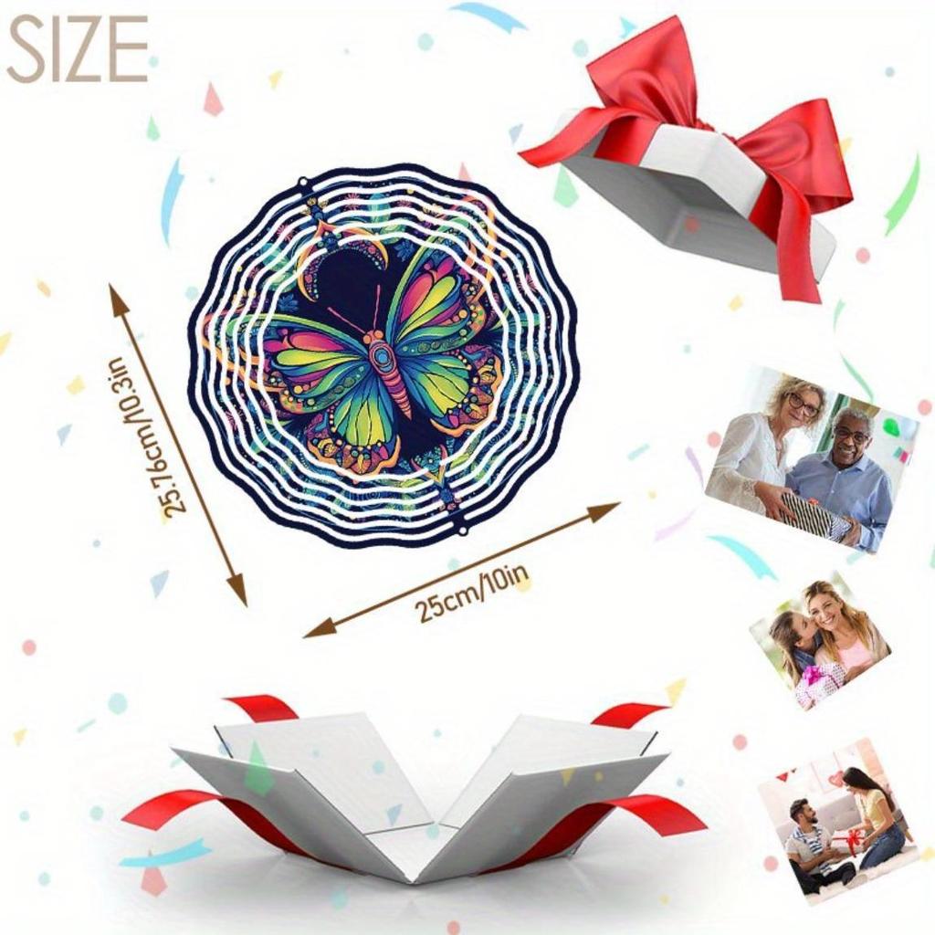 Metal Wind Spinner with 3D Lotus Mandala Design for Outdoor Garden Balcony Yard Decor 360 Degree Rotating Hook Holiday Christmas Gift