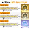 220V 110V LED Strip Light 5M 10M 15M 20M Flexible LED Tape Ribbon 2835 240LEDs/M IP44 Waterproof Rope Light with EU US Plug