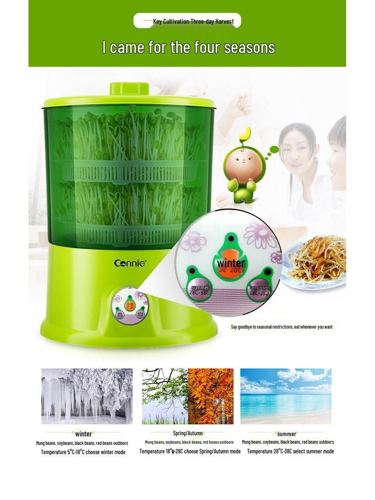 Smart Household Bean Sprout Machine: Large Capacity Self-Growing Bucket for Mung and Vegetable Sprouts