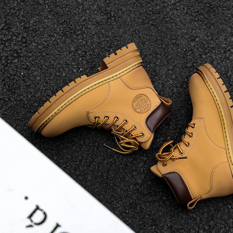 Pánské kožené retro trendy ležérní boty Martin 2025 nové podzimní párové boty rebarborové univerzální platformové kotníkové boty