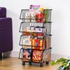 Kitchen Vegetable Rack Multi-Layer Metal Floor Stackable Shelves for Fruit Storage Basket Utility Rotating Wheels Organizadores