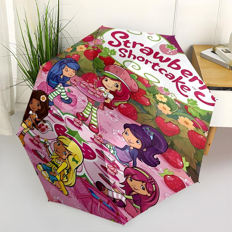 

Strawberry Shortcake, cupcakesThemed Automatic Opening and Closing Umbrella 8 Ribs, Suitable for Leisure and Going Out, Outdoor Accessory,