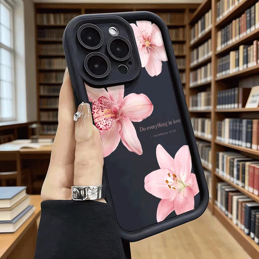 Phone Case For iPhone 17 16 15 14 Plus 13 12 11 Pro Max XS XR X 17 Air 16E INS Flowers Pattern Silicone Shockproof Cover