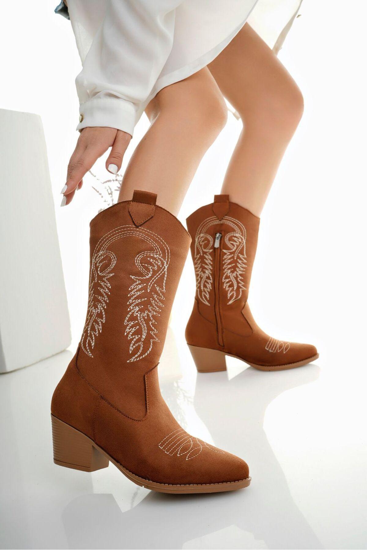 

Women Modern Stylish Fashion Boots Boots Faux Leather Tan Skin Women Embroidered Zipper Boots Boots 39