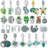 New Original Copper Green Charms Four-Leaf Clover Earrings Beads Pendants Fit Bracelet Necklace Diy Jewelry Gift