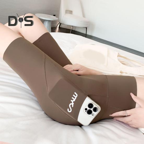 Sportovní legíny Shark Elastické Slim Fit Yoga Fitness kalhoty s vysokým pasem Jednobarevné šortky ke kolenům Letní tenké punčochové kalhoty s kapsou