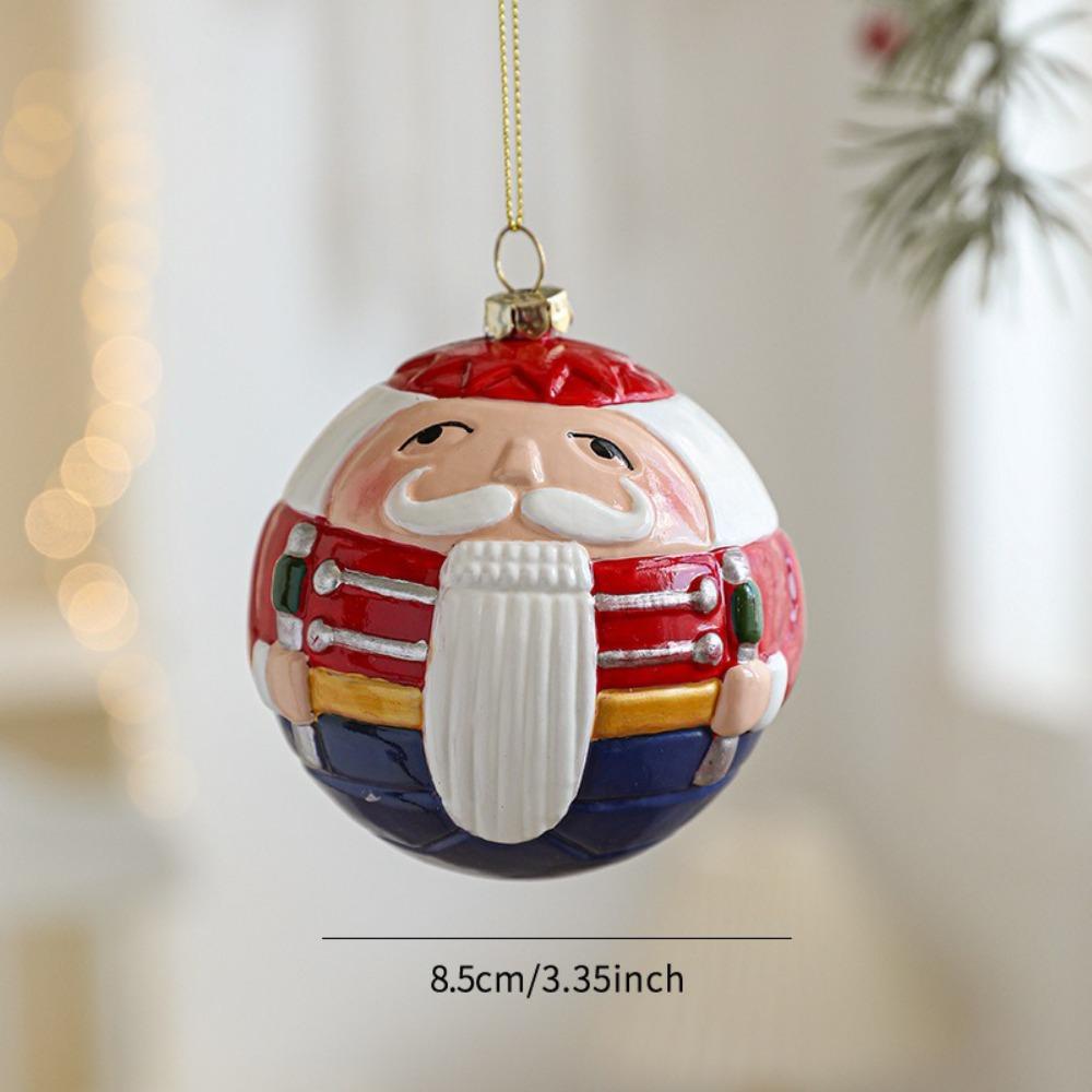 Plastic Christmas Tree Pendant Manual Painted Red&white Christmas Decorations Santa Claus Figurine Xmas Tree Hanging Bauble