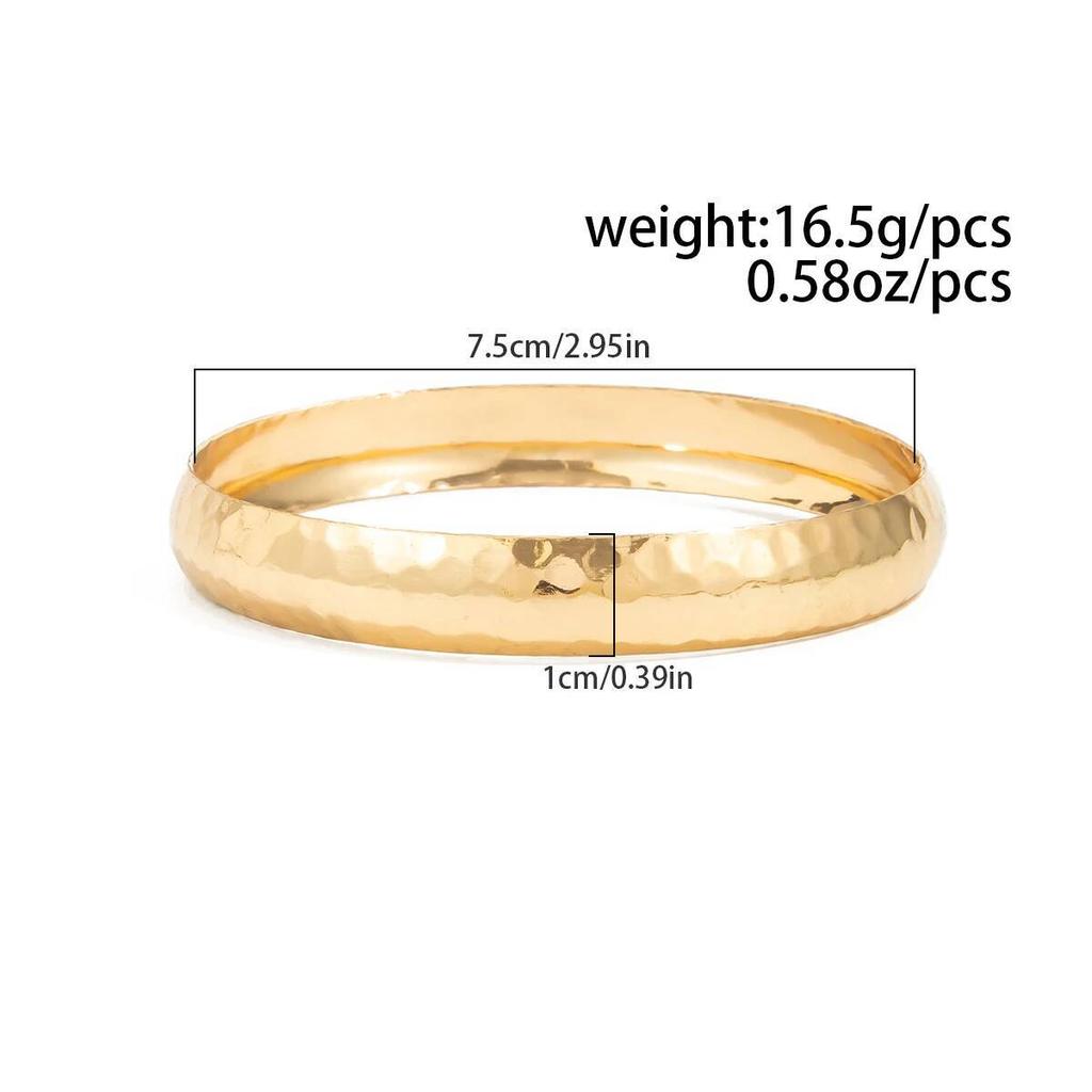 Salircon Punk Simple Stripe Round Arm Bangles for Women Classic Geometric Gold Color Metal Bangle Bracelets Party Jewelry Gifts