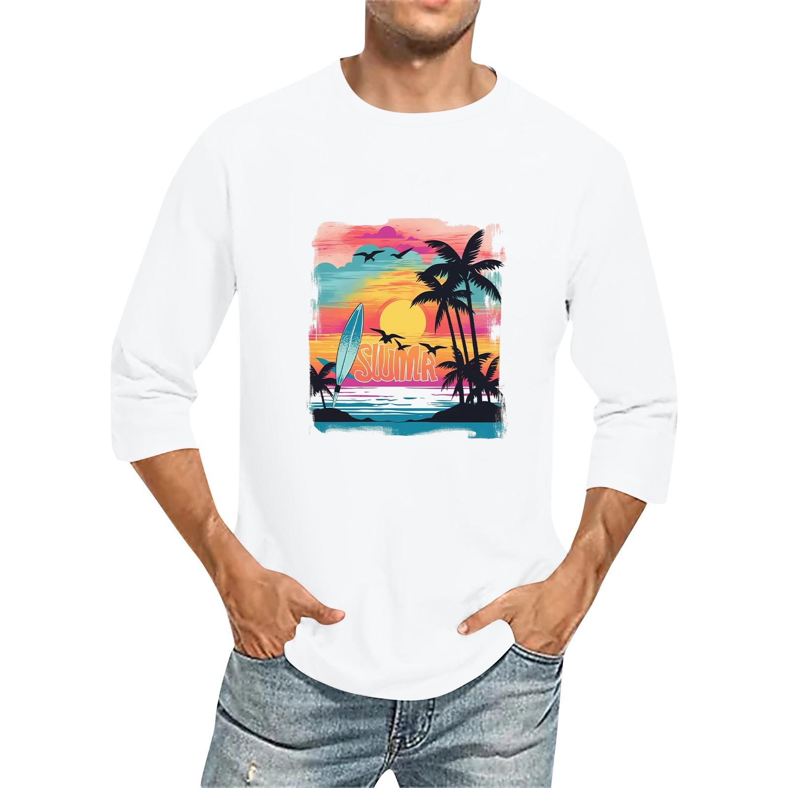 

Мужская однотонная футболка с круглым вырезом и рукавами три четверти XXL белый