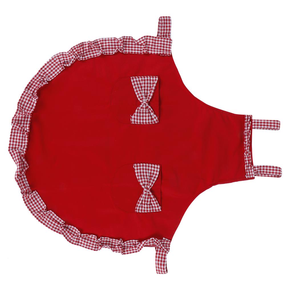 Cute Vintage Women Apron Bowknot Lace Decoration with Pocket for Kitchen Cooking SuppliesRed