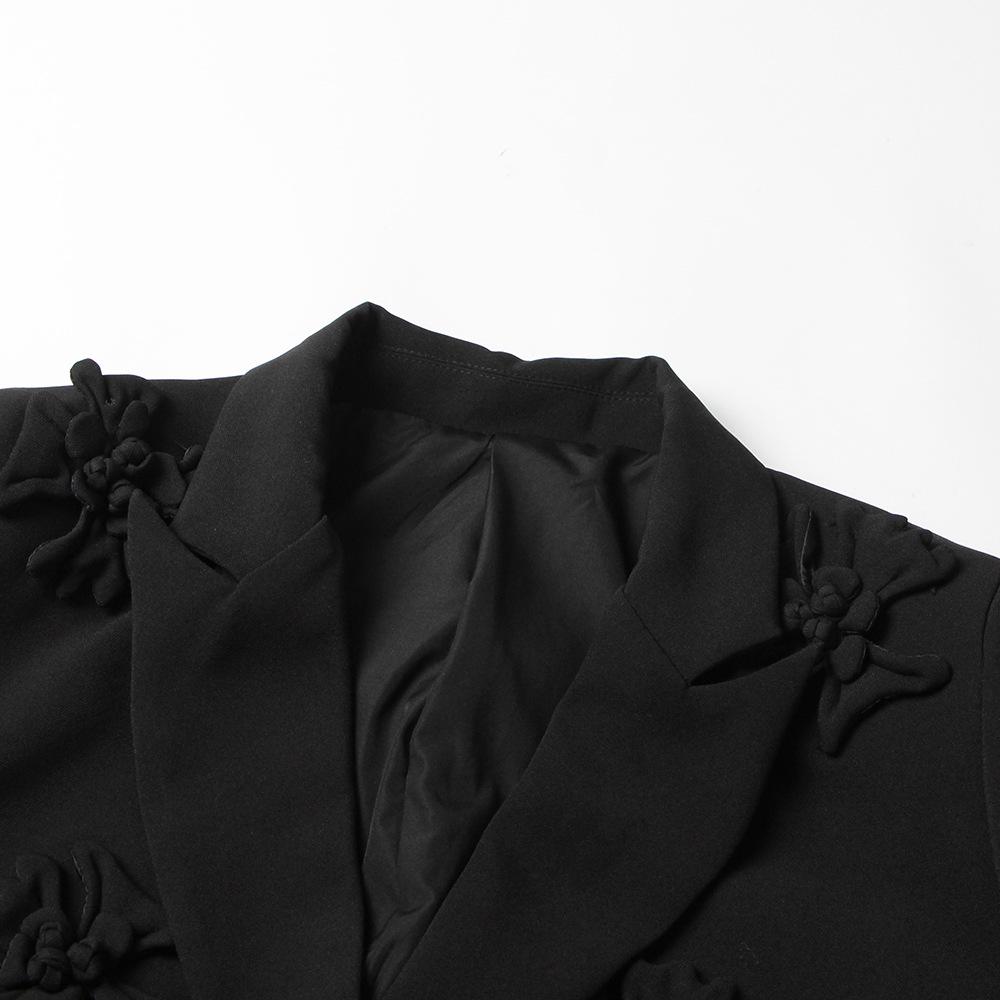 2026 Spring Women's Suit: Double-Breasted with 3D Flower Details – European & American Style