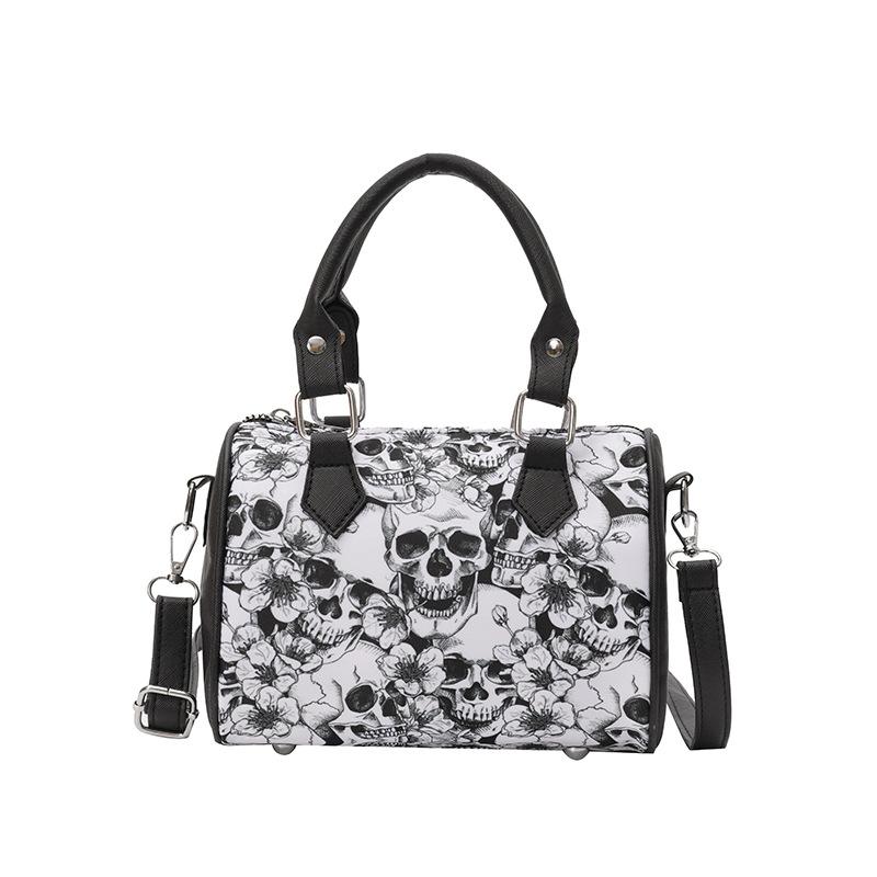 

Новый модный нишевый дизайн скелет роза белый костяной узор принт жуткий триллер стиль женская сумочка one size fits all белый