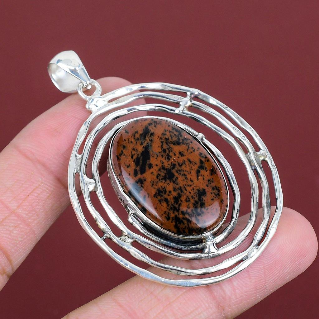 Mahogany Obsidian Pendant 925 Sterling Silver Pendant Original Gemstone Pendant Designer Jewelry Anniversary Gifts Handmade Stylish Pendant